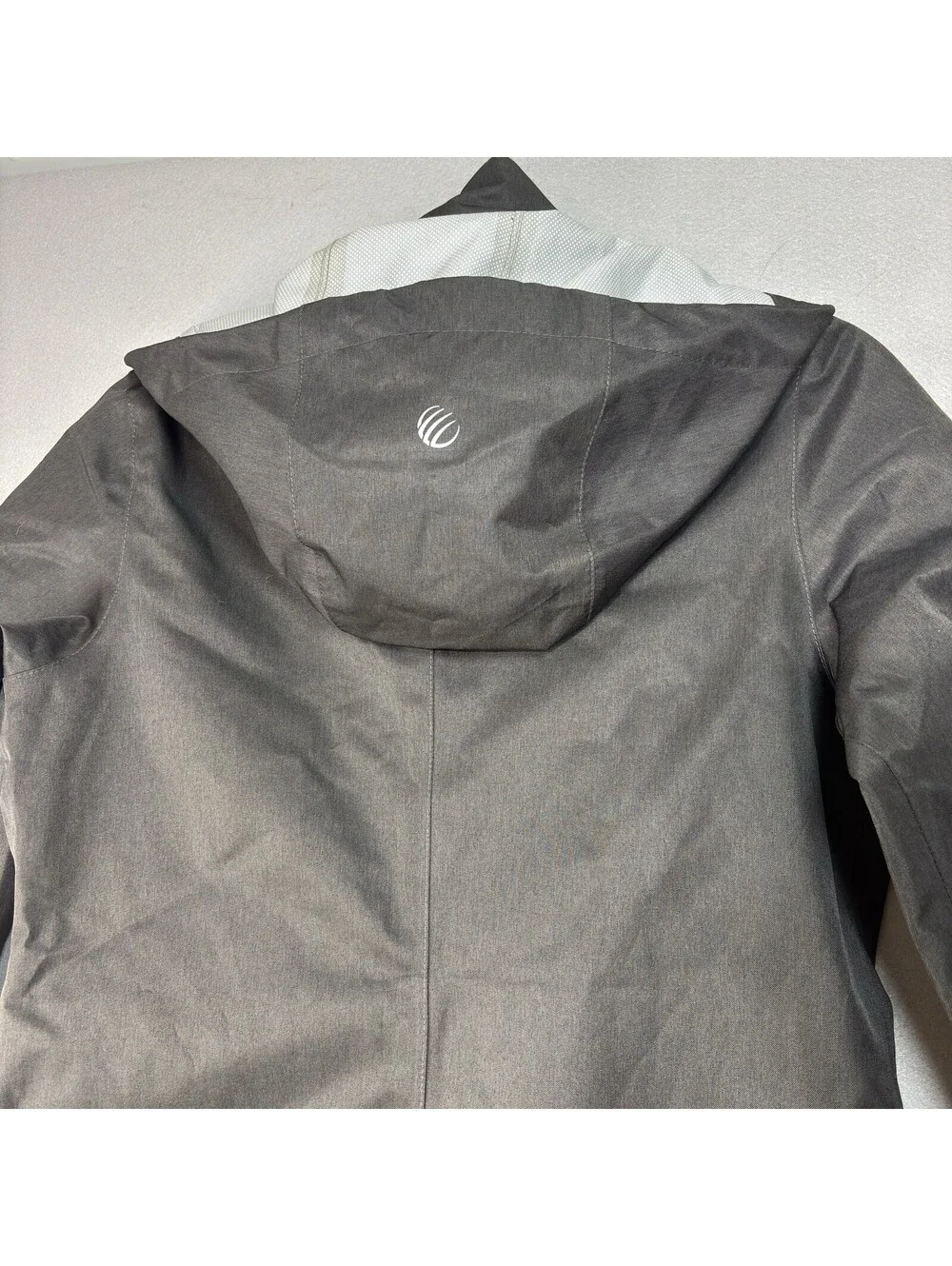 MPG Womens Hooded Windbreaker Jacket Gray Size Small